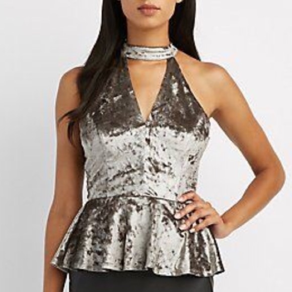 silver peplum top
